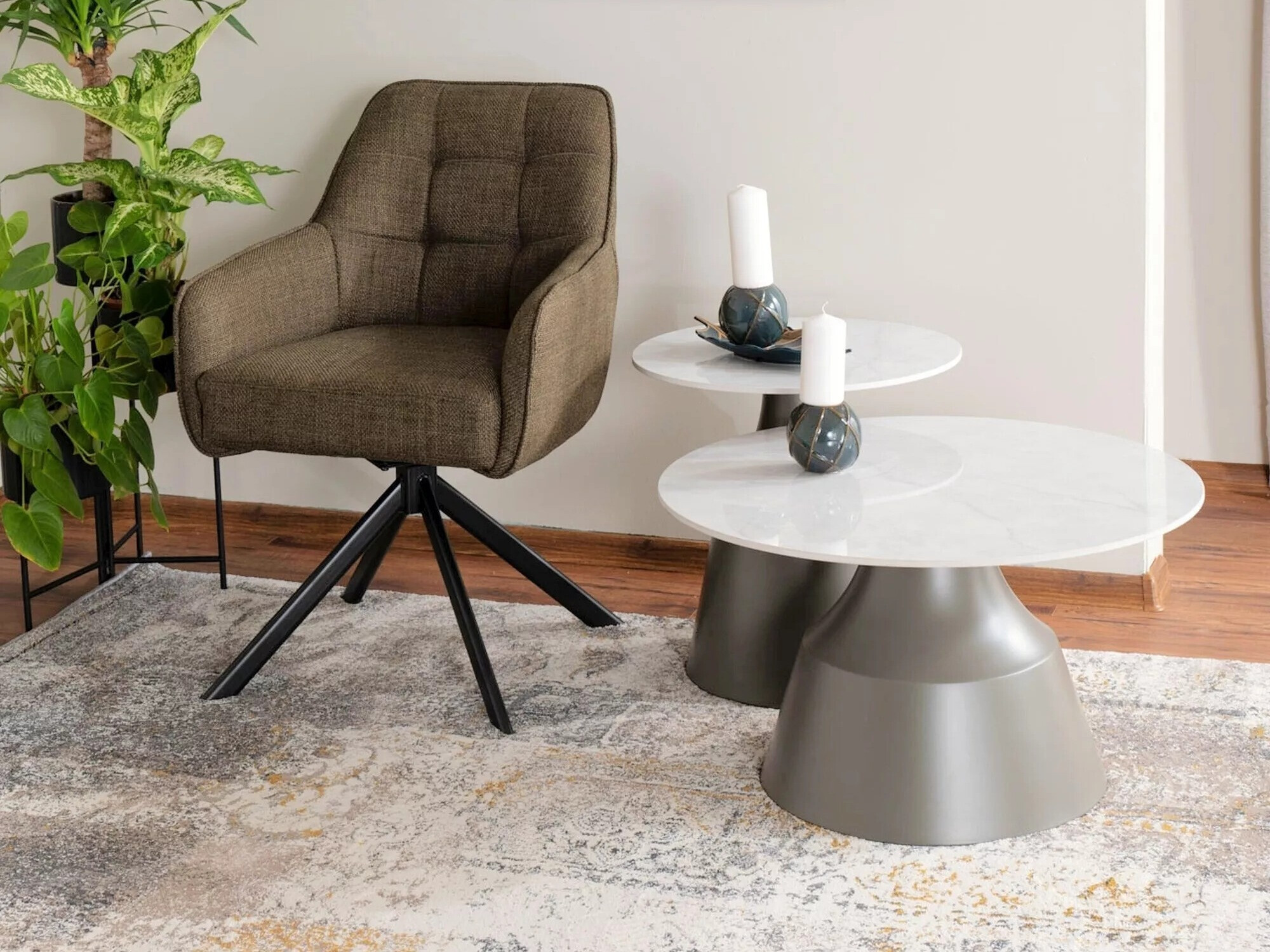 Σετ τραπεζιών σαλονιού Detroit 908 (Άσπρο + Γκρι)