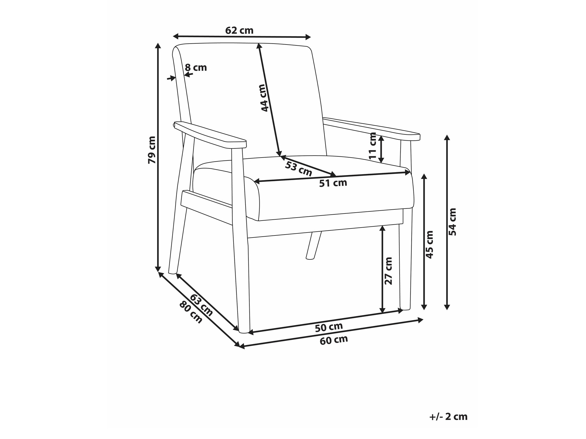 Πολυθρόνα Berwyn 2214 (Ανοιχτό χρώμα ξύλου + Άσπρο)
