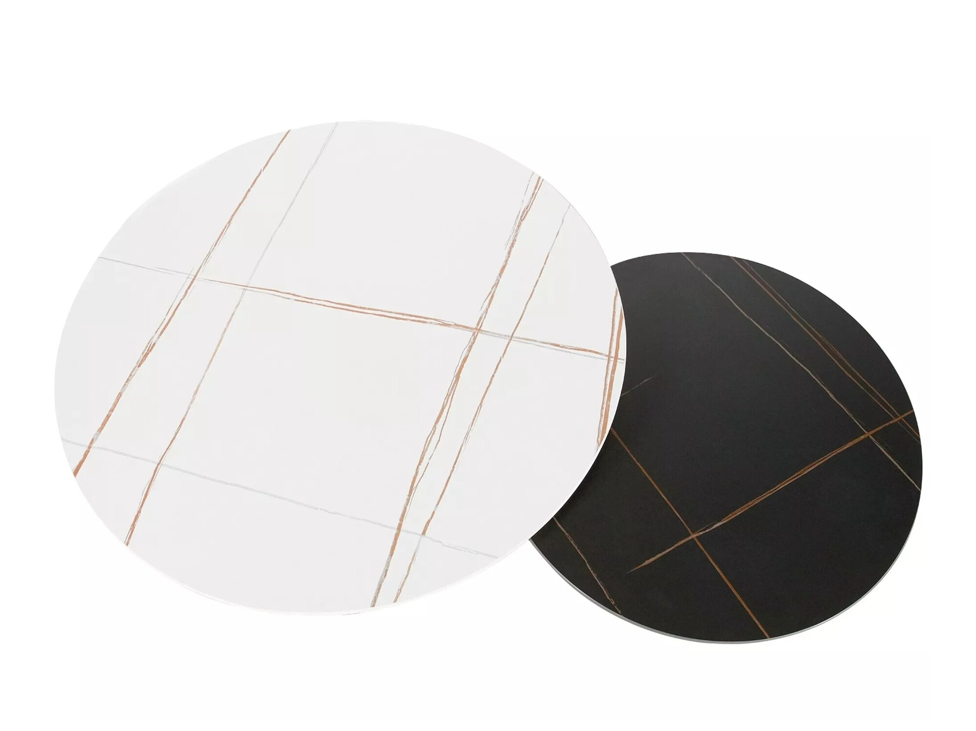 Σετ τραπεζιών σαλονιού Detroit 607 (Λευκό μάρμαρο + Μαύρο μάρμαρο)