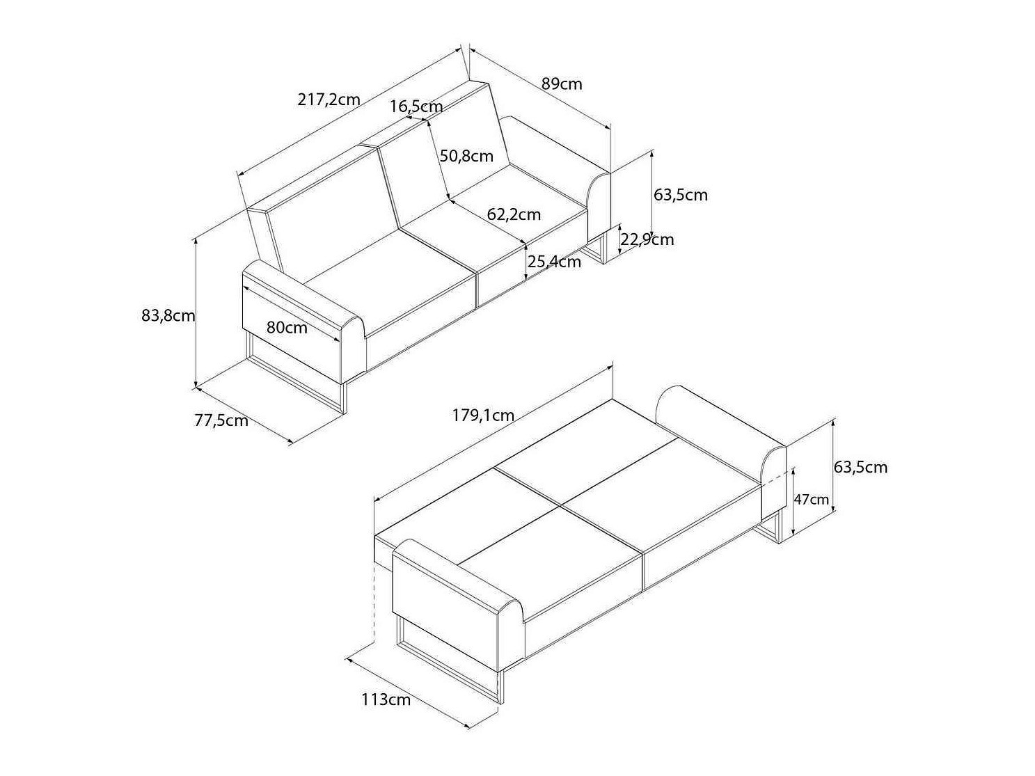 Καναπές-κρεβάτι CosmoLiving by Cosmopolitan 125 (Μαύρο + Πράσινο)