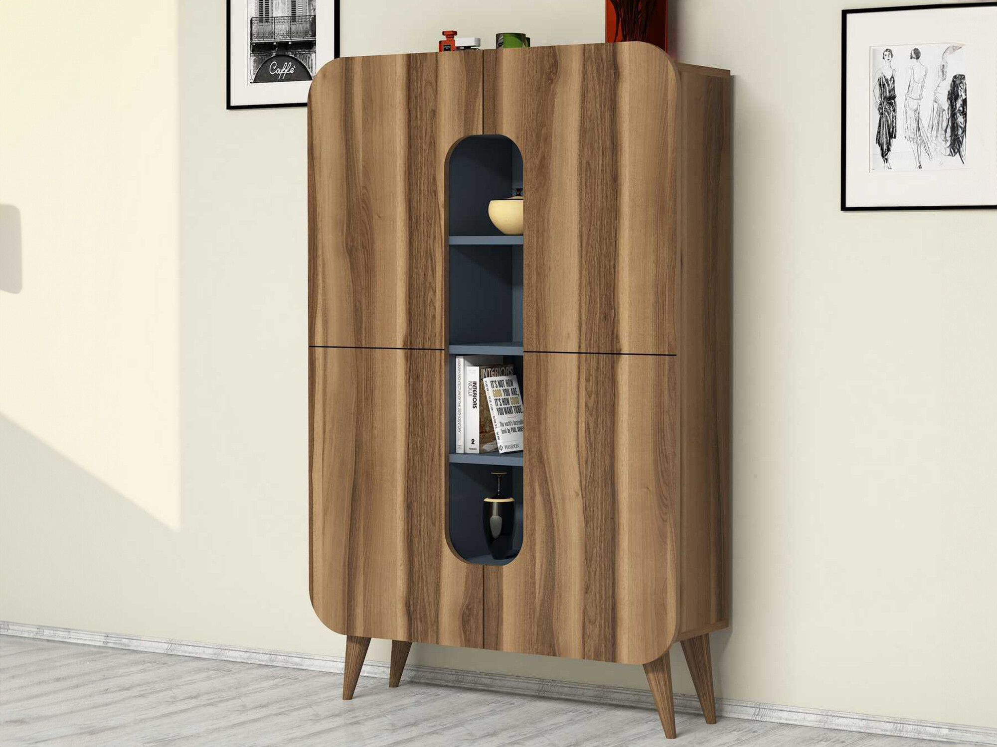 Bookcase Kailua 340 (Nut + Blue)