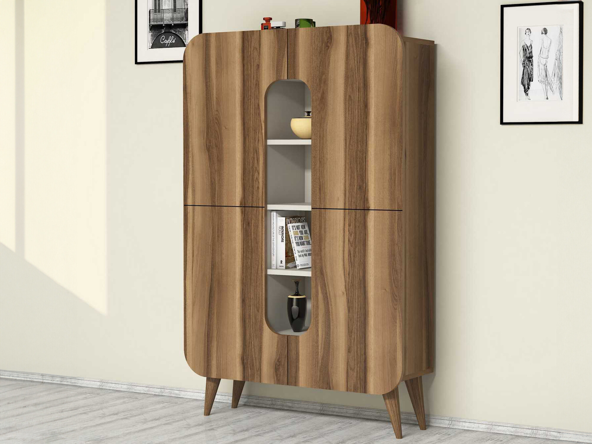 Bookcase Kailua 340 (Nut + Cream)