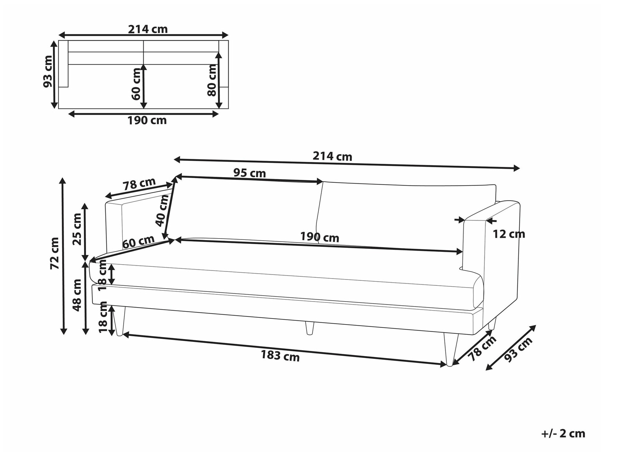Καναπές Berwyn 2232 (Ανοιχτό καφέ)