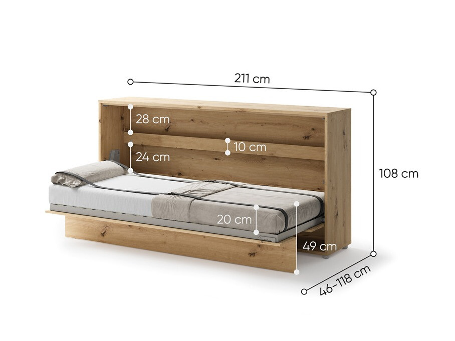 Κρεβάτι τοίχου Concept Pro Lenart V (Artisan βελανιδιά)