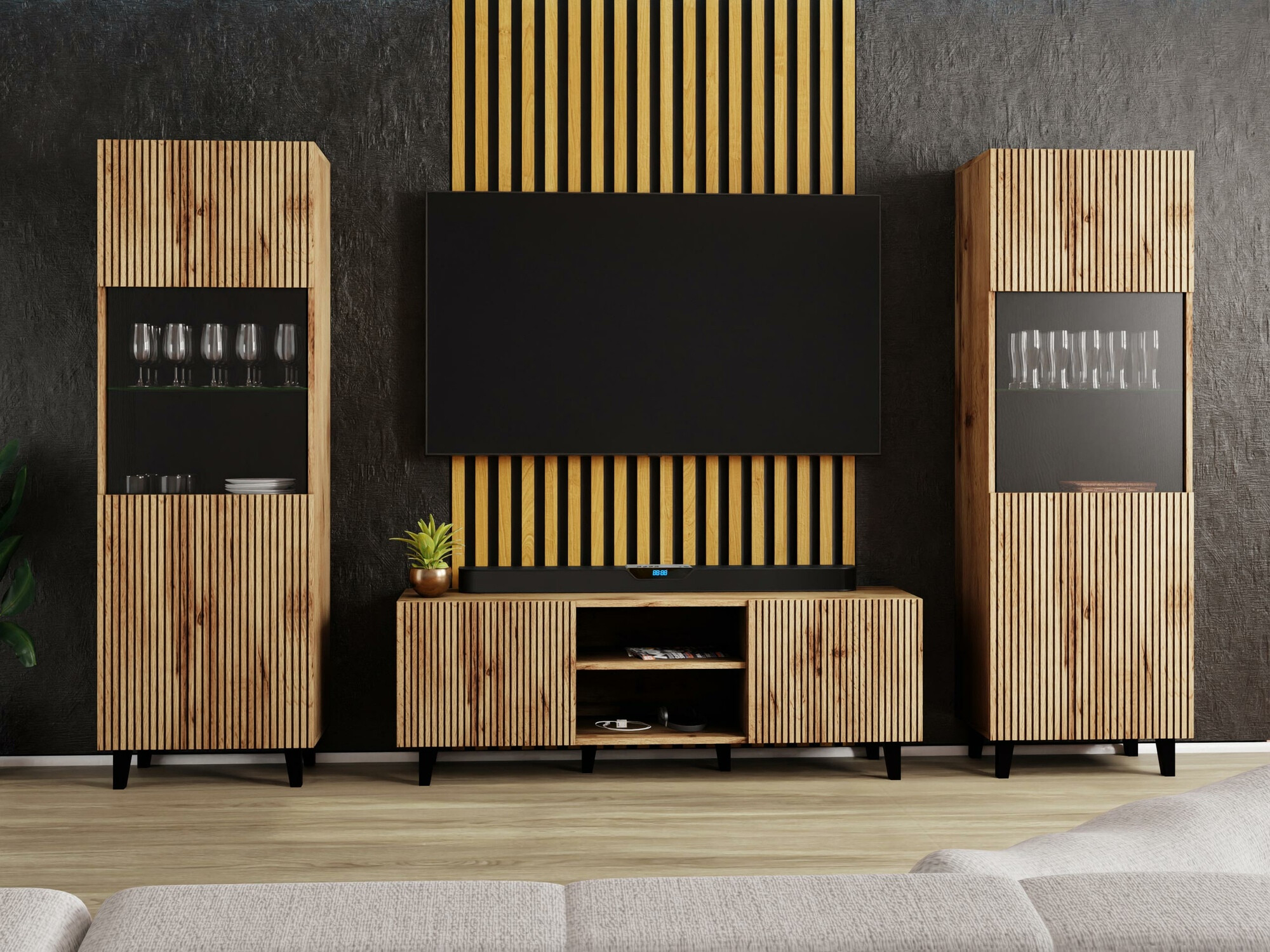 Σετ επίπλων σαλονιού Comes (Δρυς wotan)