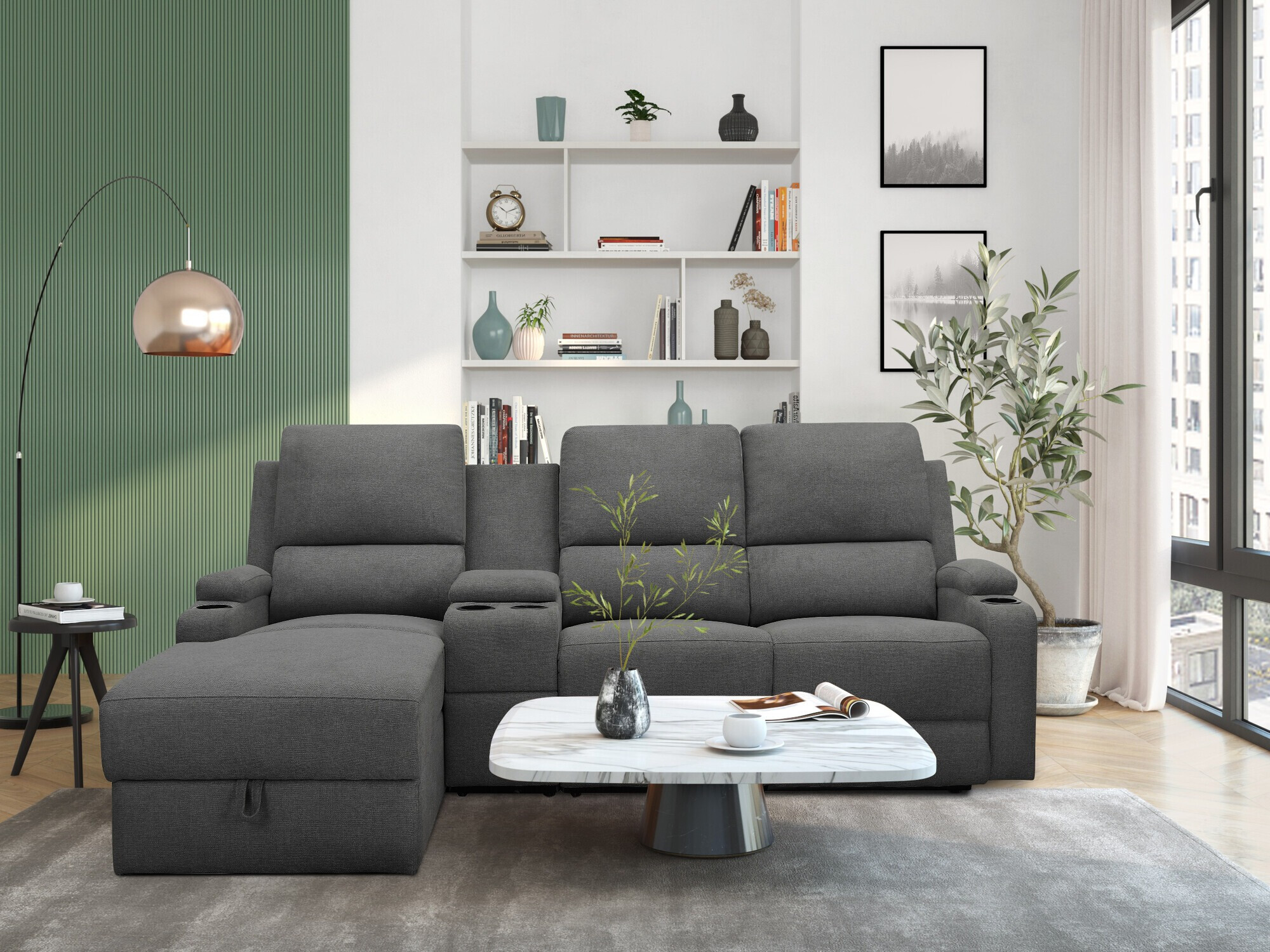 Ρυθμιζόμενος γωνιακός καναπές Denton 1368 (Ανθρακί)
