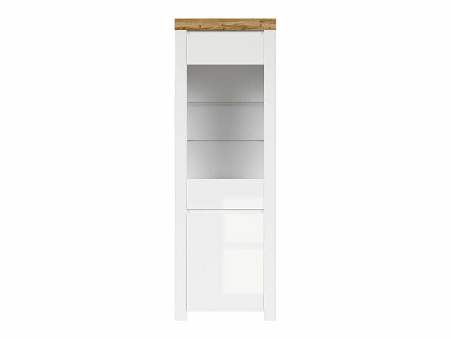 Bookcase Sonsoru 104 (White + Glossy white + Wotan Oak)