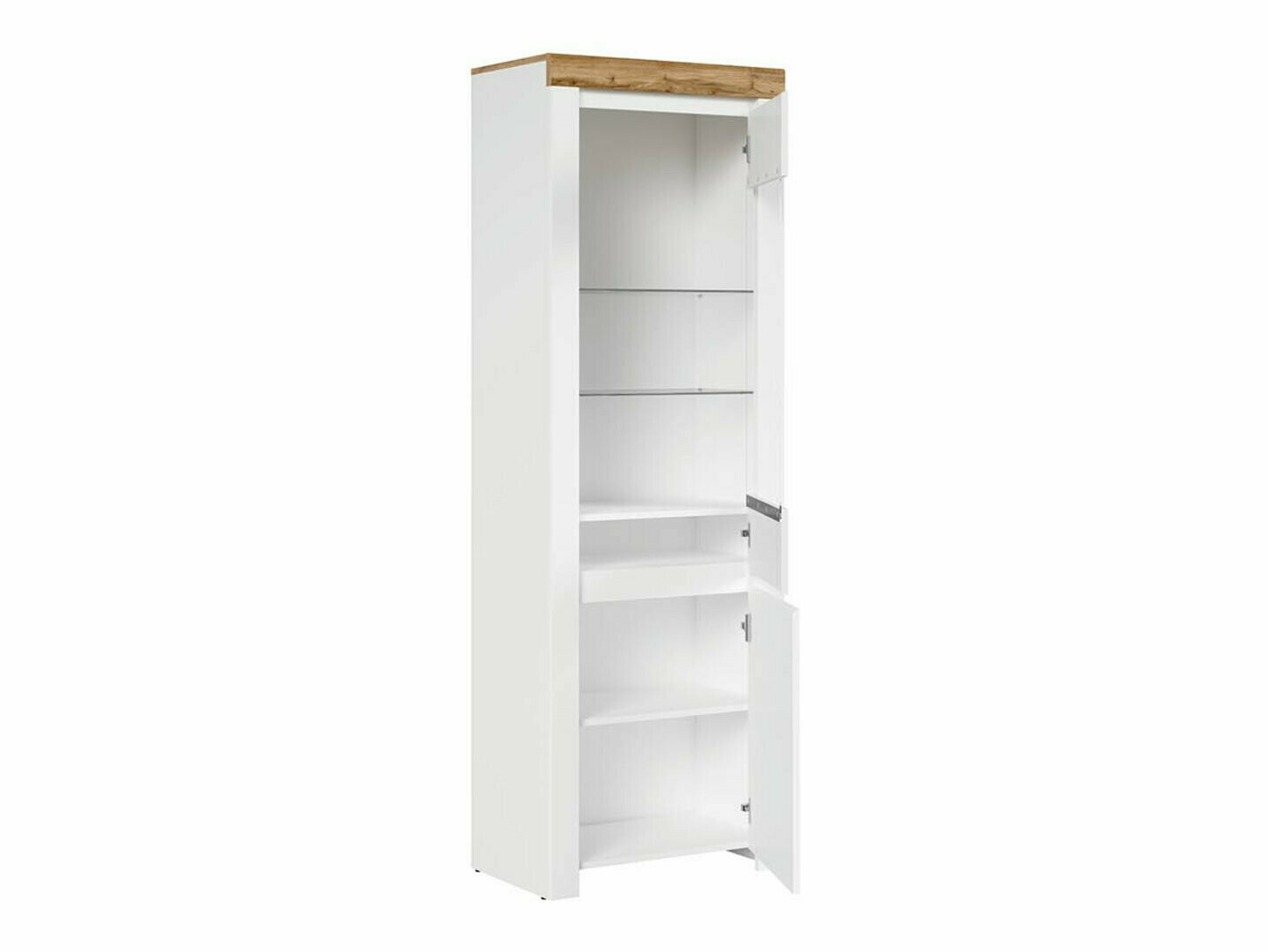 Bookcase Sonsoru 104 (White + Glossy white + Wotan Oak)