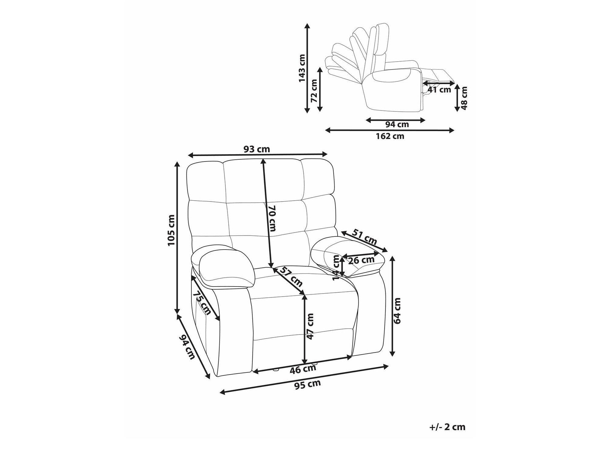 Armchair recliner Berwyn 2249 (Light brown)