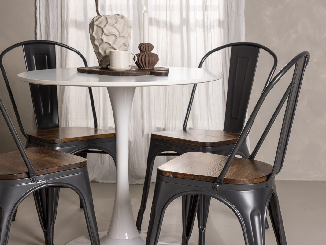 Dining set Dallas 4589 (Black + Walnut)