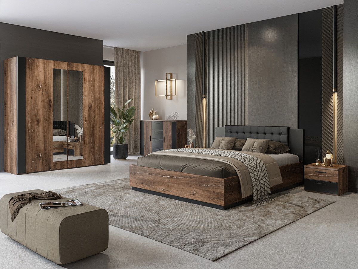 Chest of drawers Felelie 102 (Tamus Flagstaf oak + Copper)