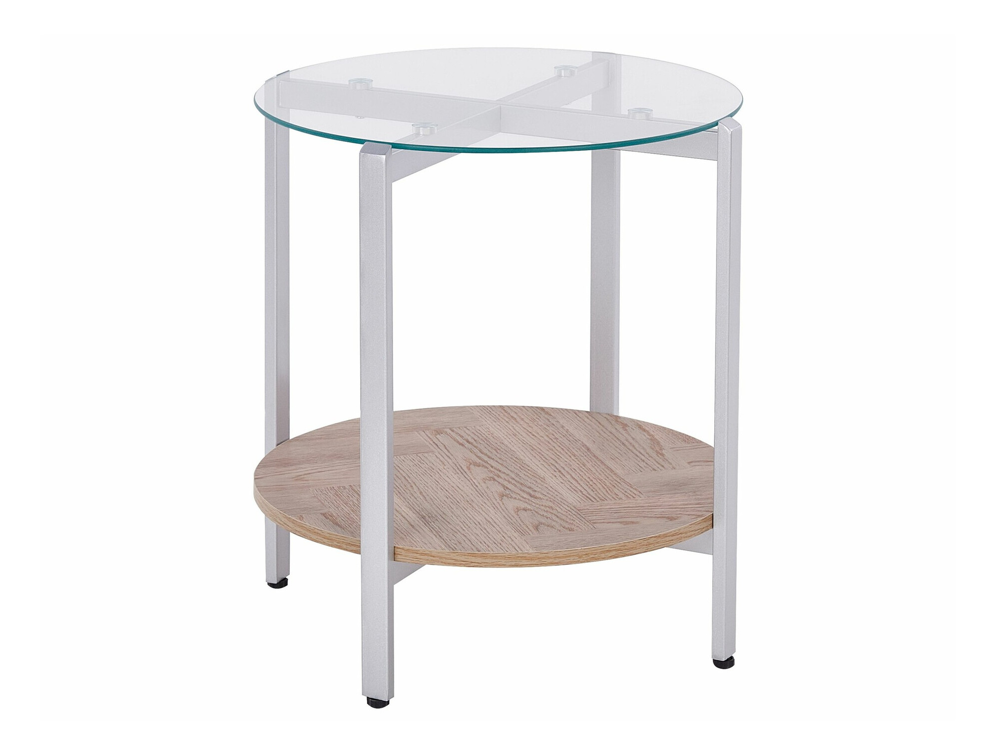 Βοηθητικό τραπεζάκι Berwyn 2277 (Ασημί + Ανοιχτό χρώμα ξύλου)