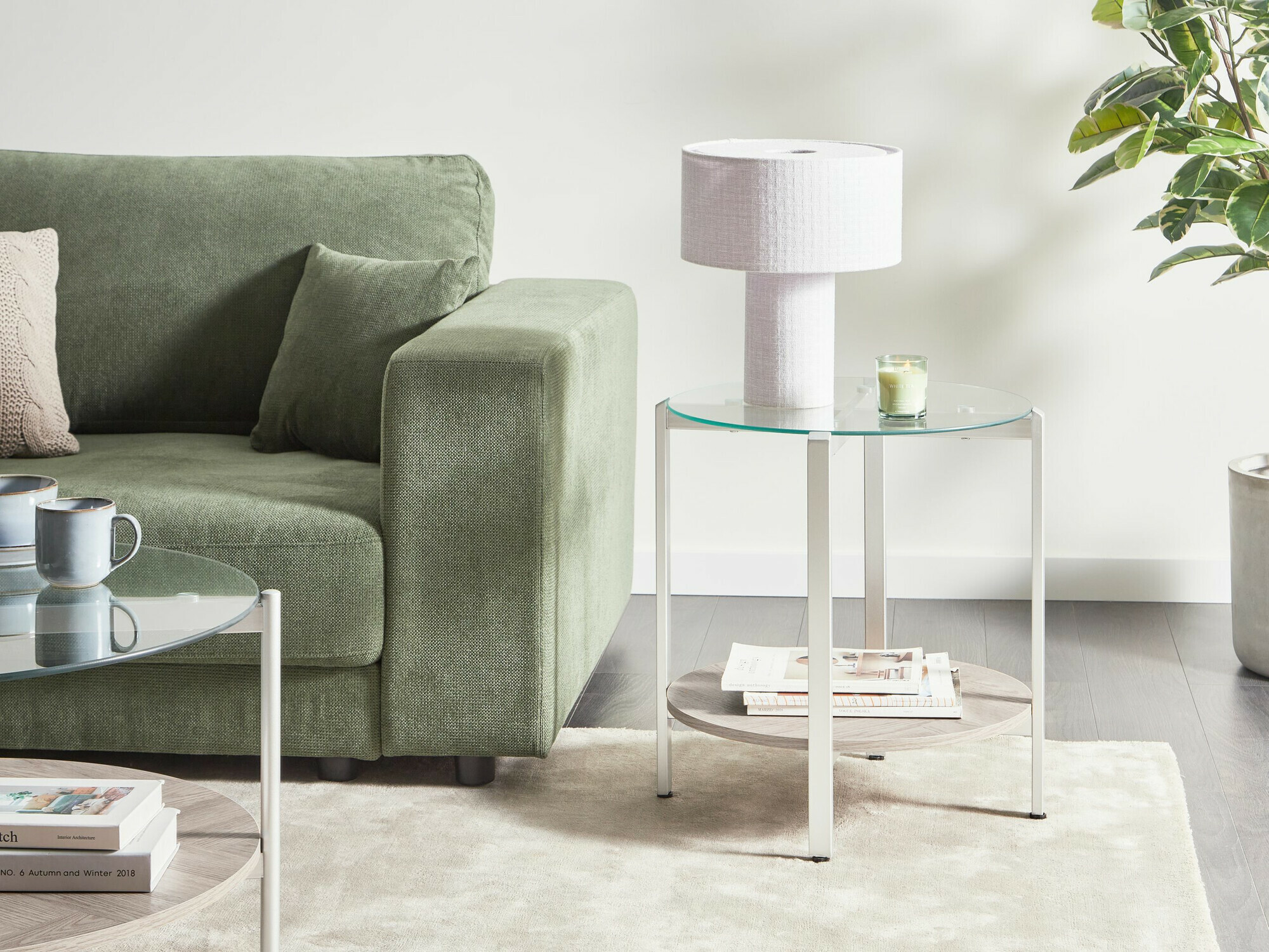 Βοηθητικό τραπεζάκι Berwyn 2277 (Ασημί + Ανοιχτό χρώμα ξύλου)