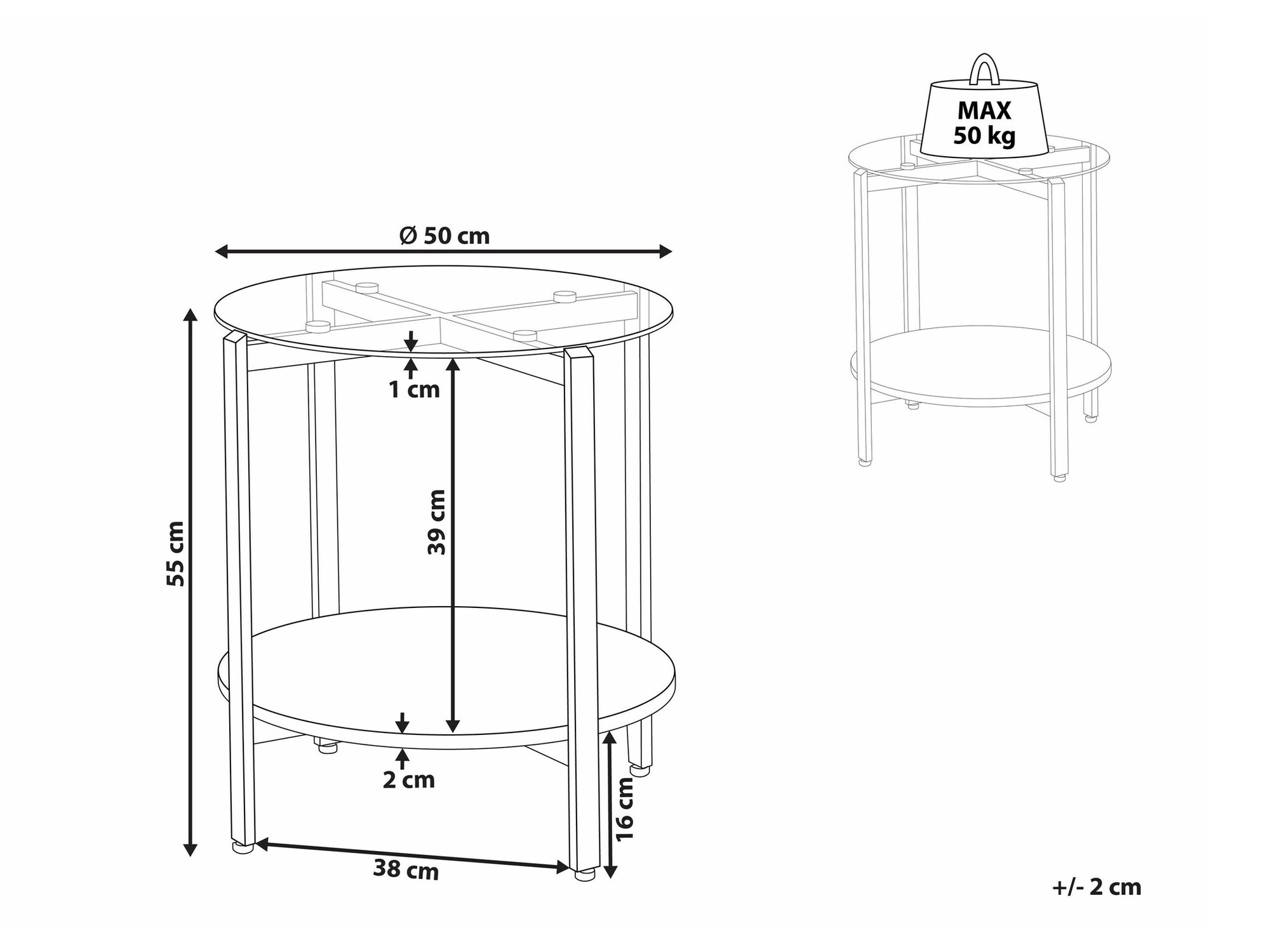 Side table Berwyn 2277 (Golden + Light wood)
