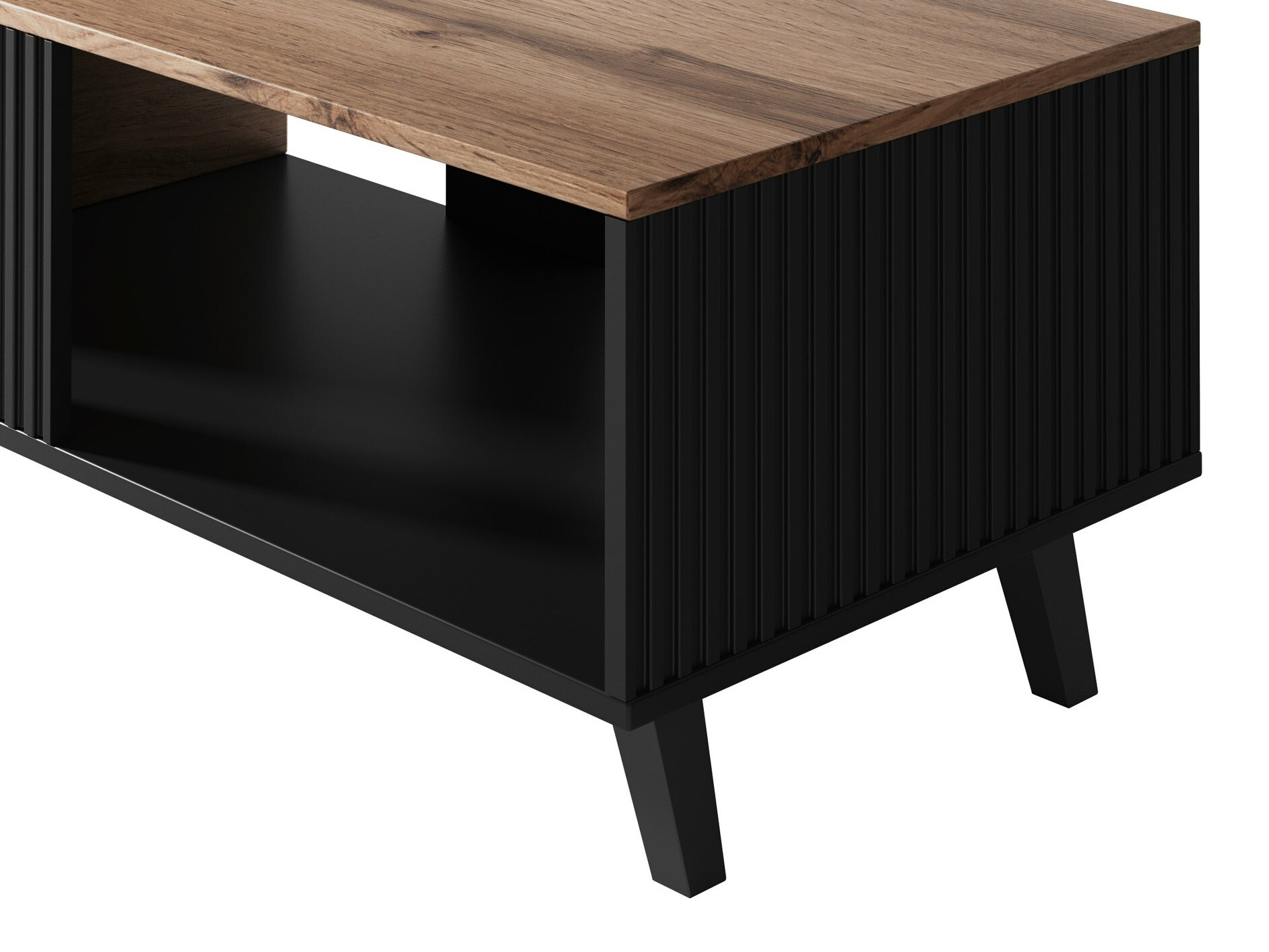 Coffee table Luelia 118 (Black + Wotan Oak)