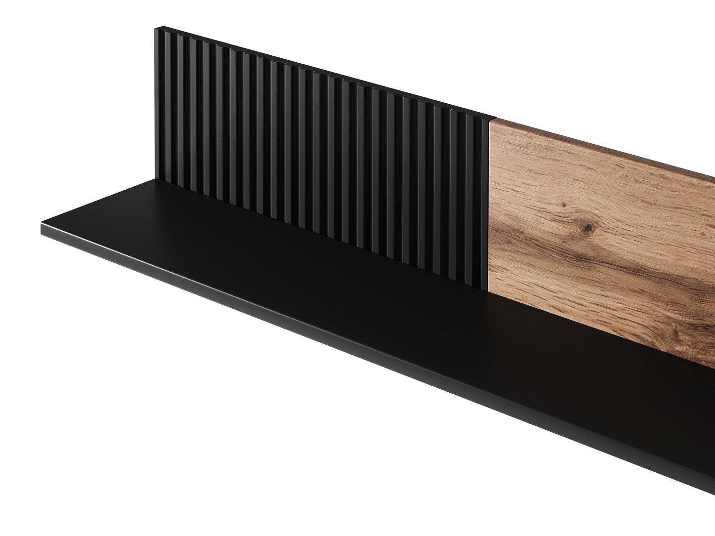 Wall shelf Luelia 117 (Black + Wotan Oak)