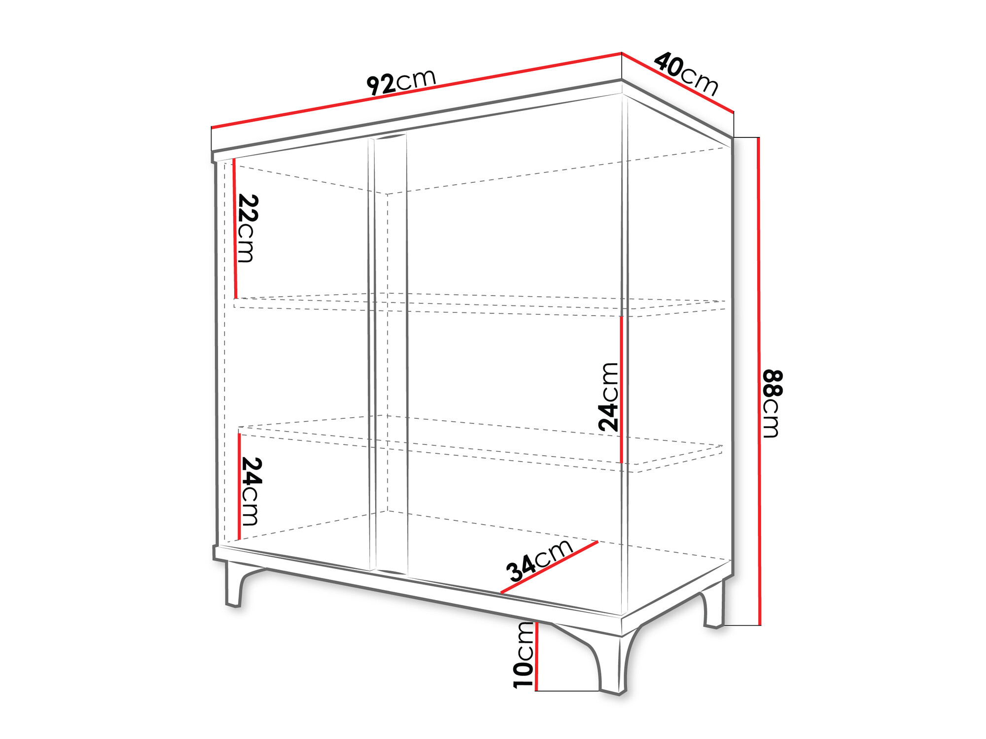 Μπουφέ Florem II (Άσπρο + Γυαλιστερό λευκό + Ανοιχτό χρώμα ξύλου)