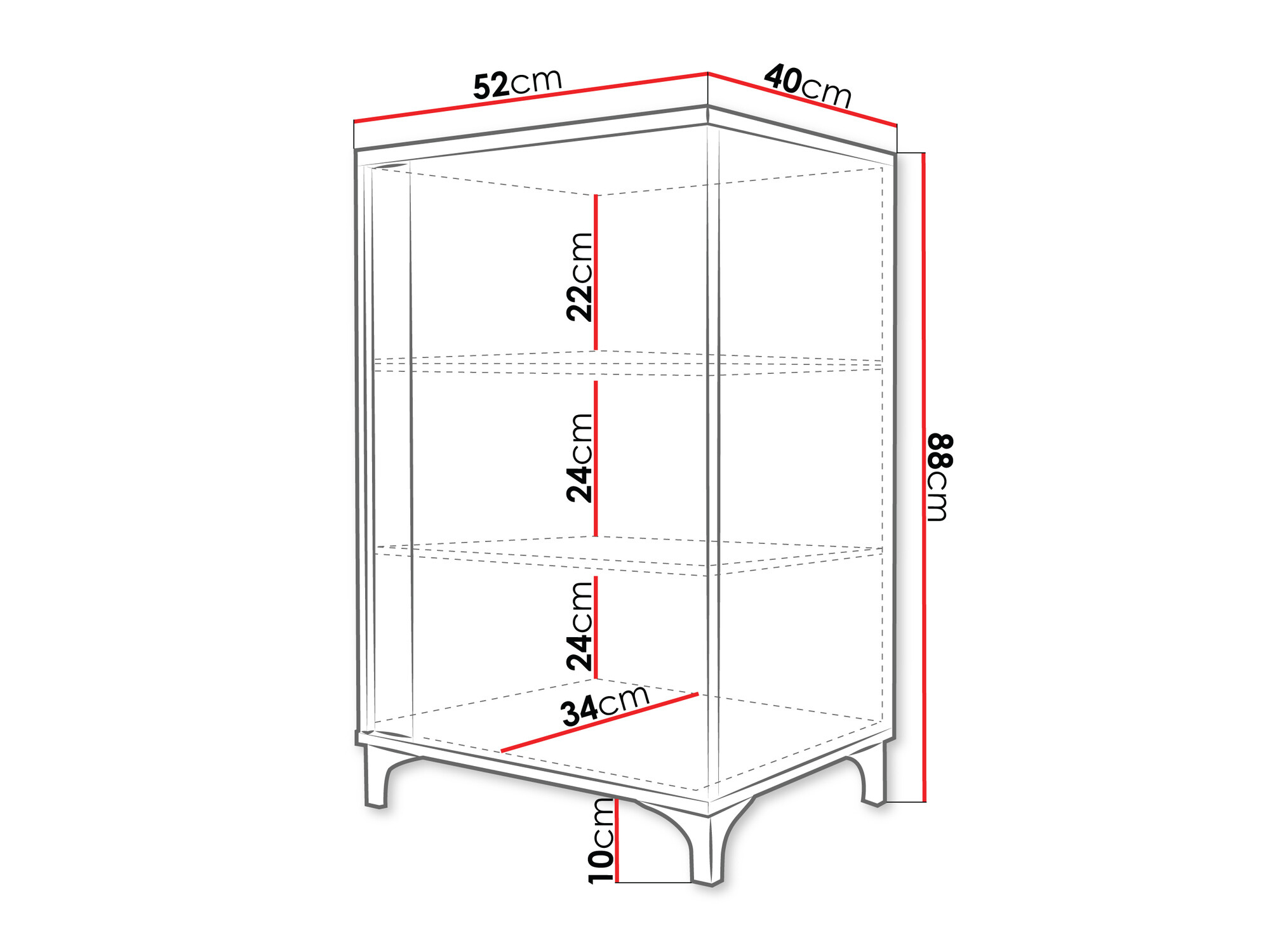 Sideboard Florem I (White + Glossy white + Light wood)
