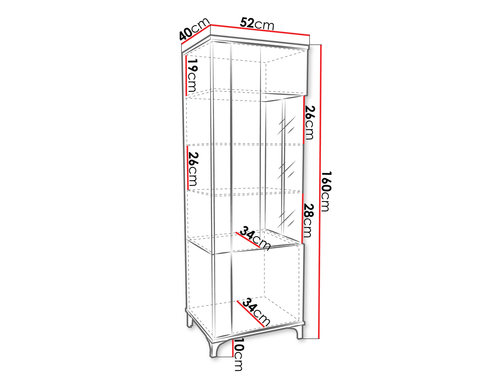 Βιβλιοθήκη Florem (Άσπρο + Γυαλιστερό λευκό + Ανοιχτό χρώμα ξύλου)