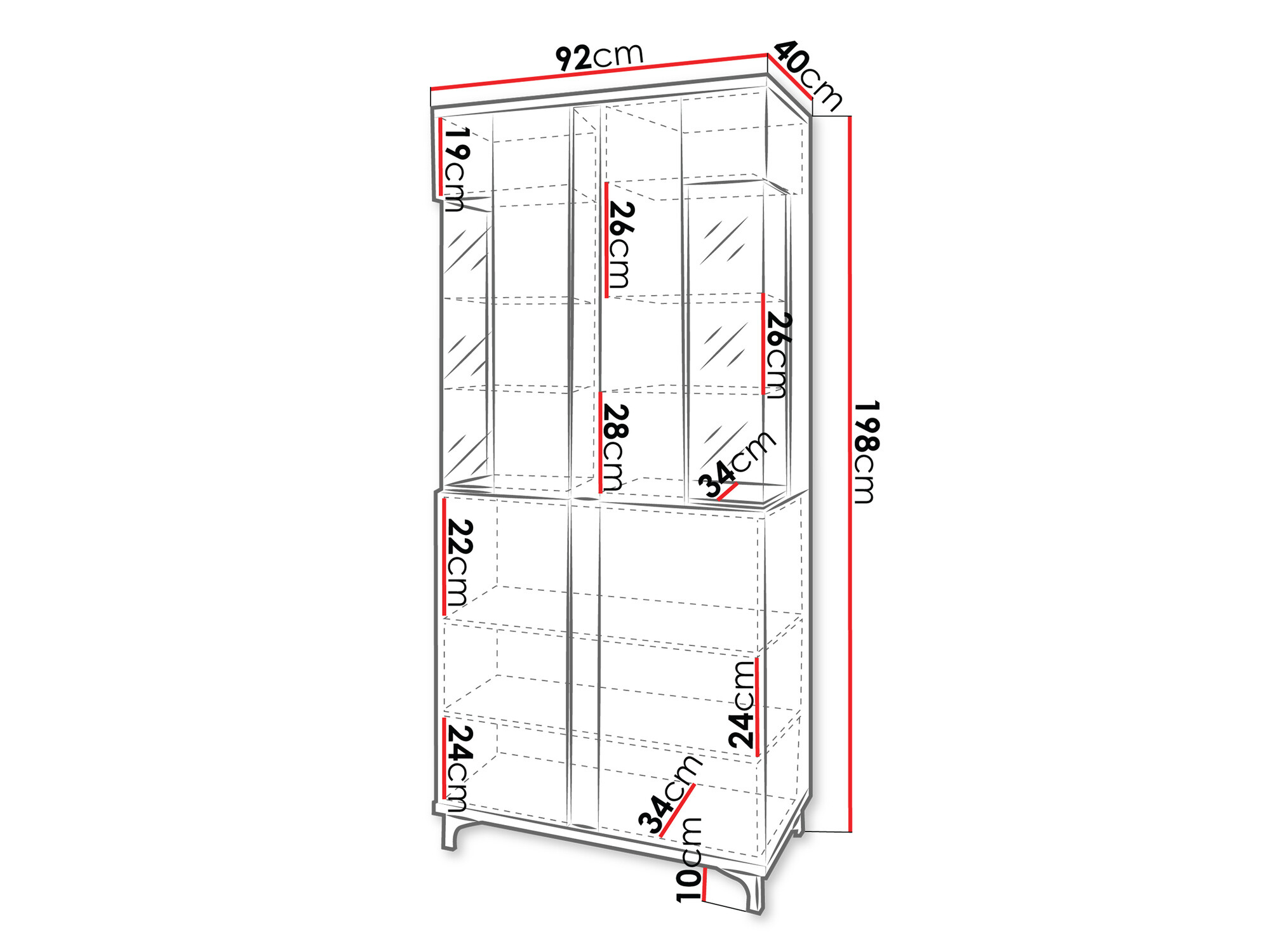 Βιβλιοθήκη Florem IV (Άσπρο + Γυαλιστερό λευκό + Ανοιχτό χρώμα ξύλου)
