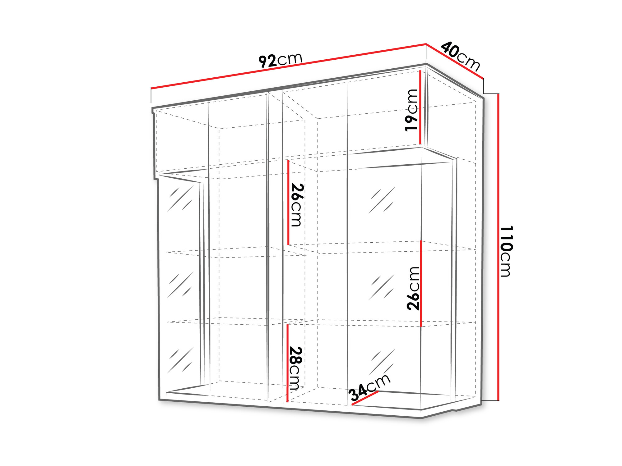 Μπουφέ Florem III (Άσπρο + Γυαλιστερό λευκό + Ανοιχτό χρώμα ξύλου)