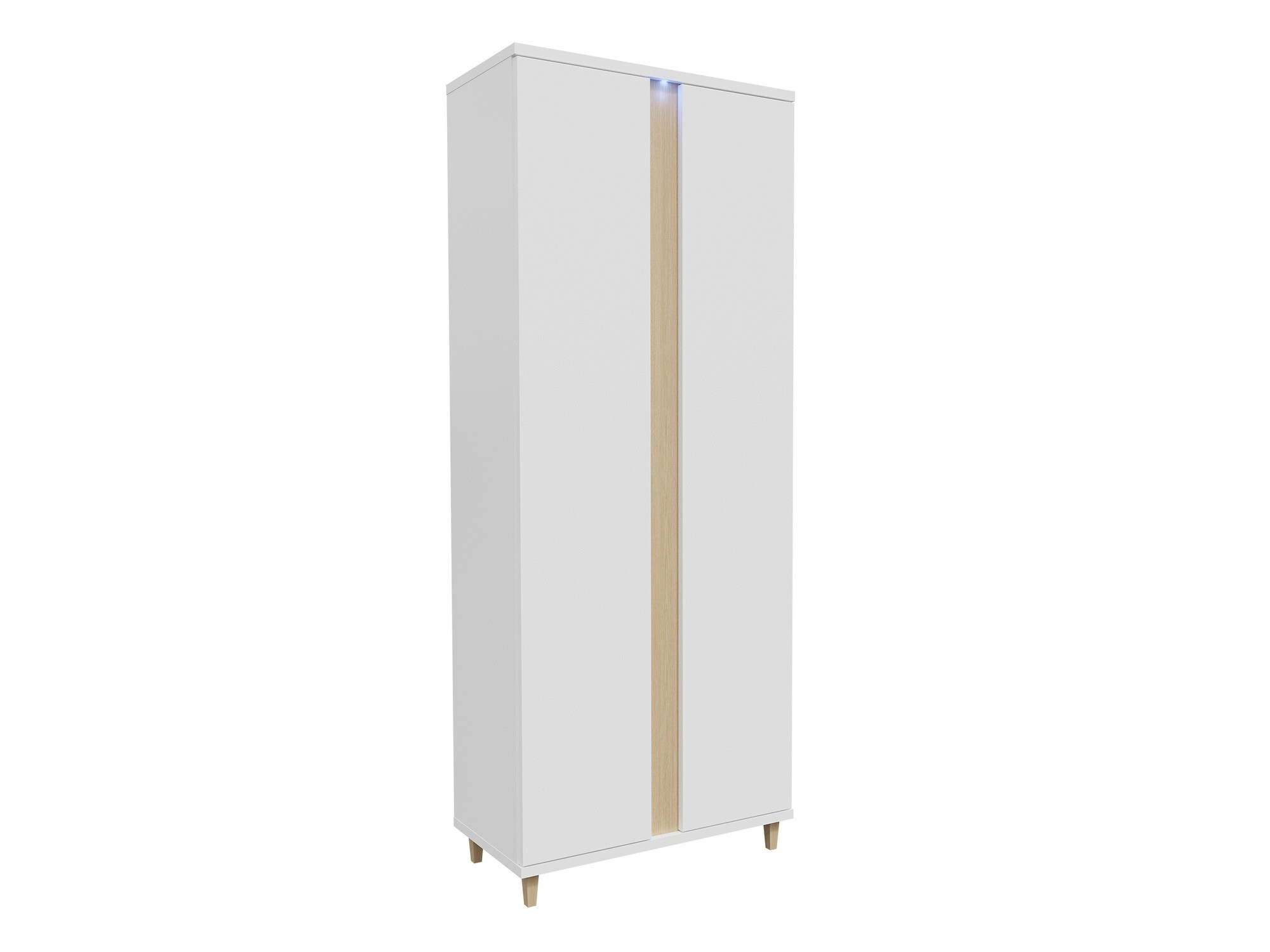 Ντουλάπα Florem (Άσπρο + Γυαλιστερό λευκό + Ανοιχτό χρώμα ξύλου)