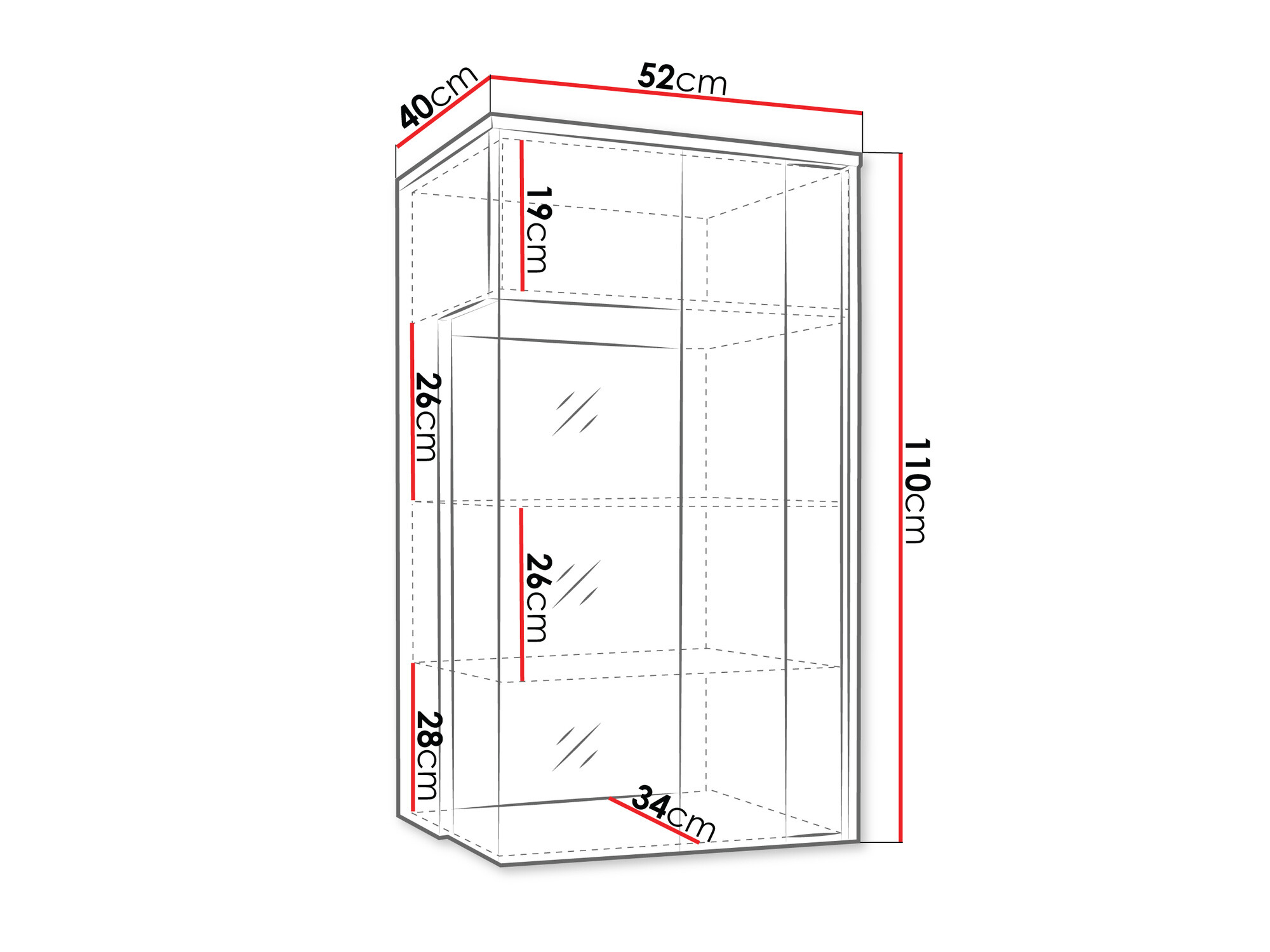 Ντουλάπι τοίχου Florem I (Άσπρο + Γυαλιστερό λευκό + Ανοιχτό χρώμα ξύλου)