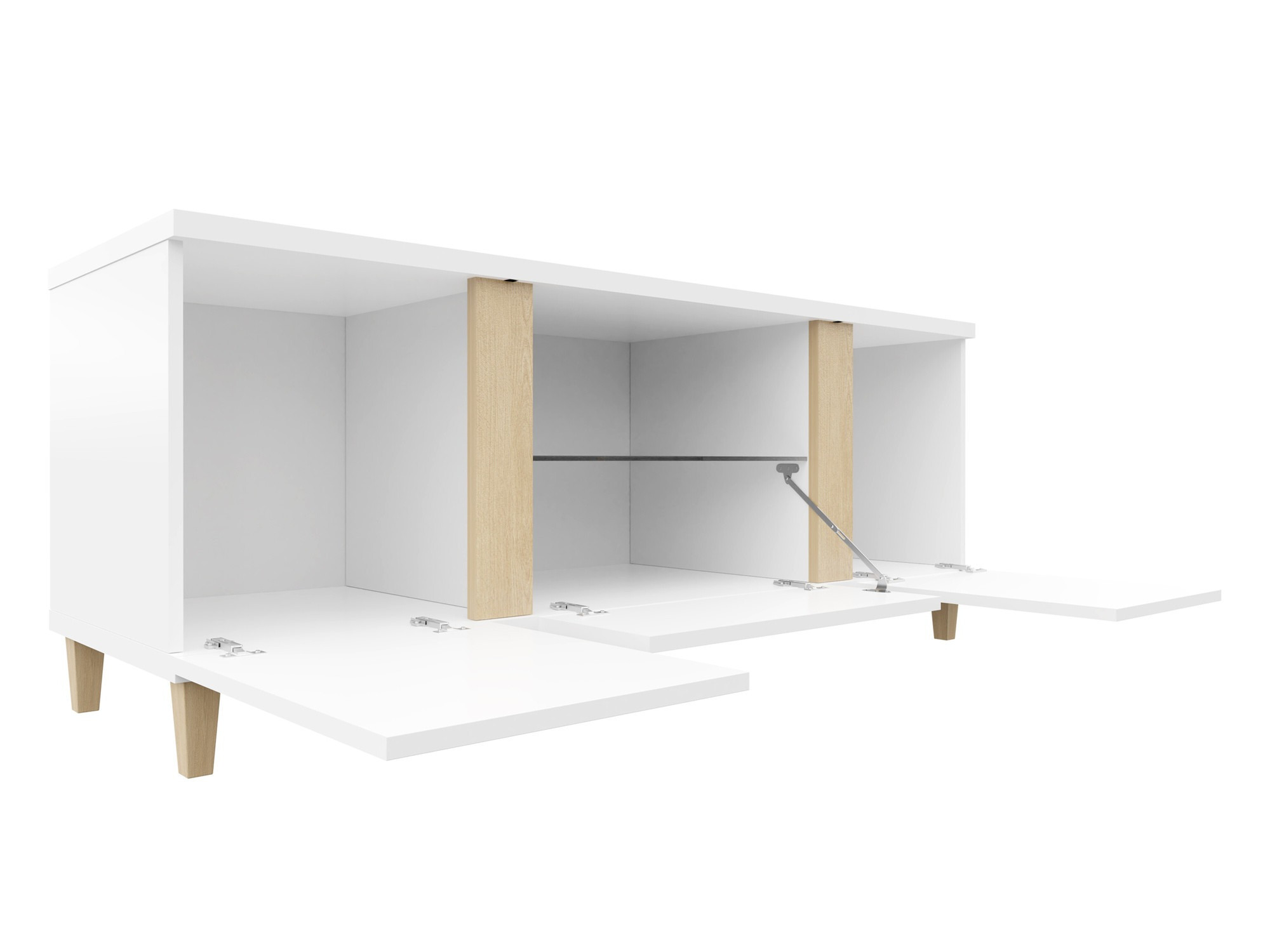 TV stand Florem (White + Glossy white + Light wood)
