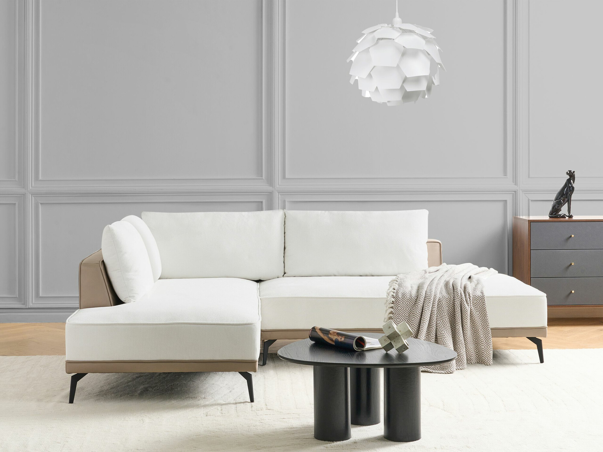 Αρθρωτός γωνιακός καναπές Berwyn 2326 (Άσπρο)