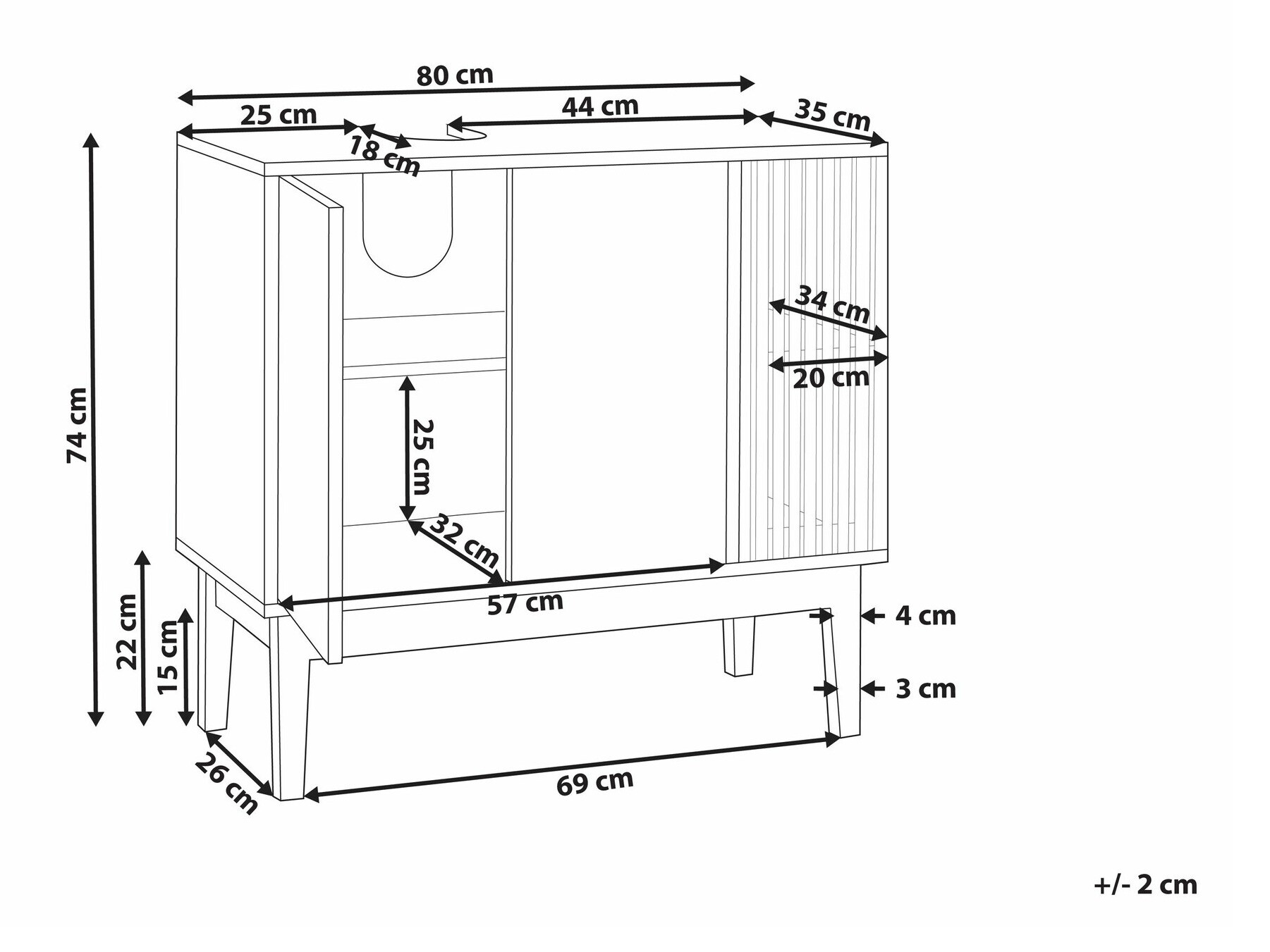 Standing bathroom cabinet for washbasin Berwyn 2340