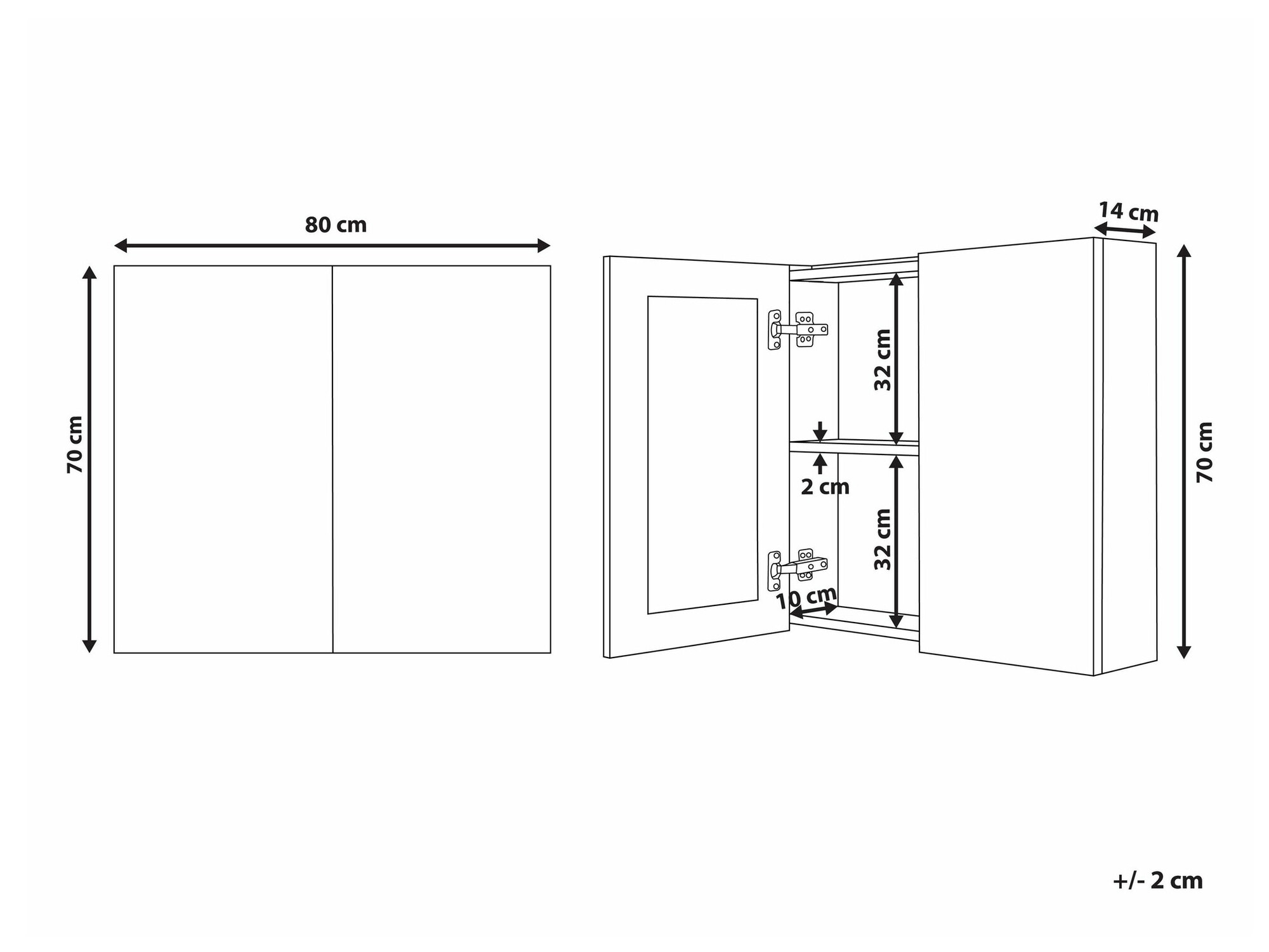 Ντουλάπι μπάνιου με καθρέφτη Berwyn 2350 (Μαύρο)