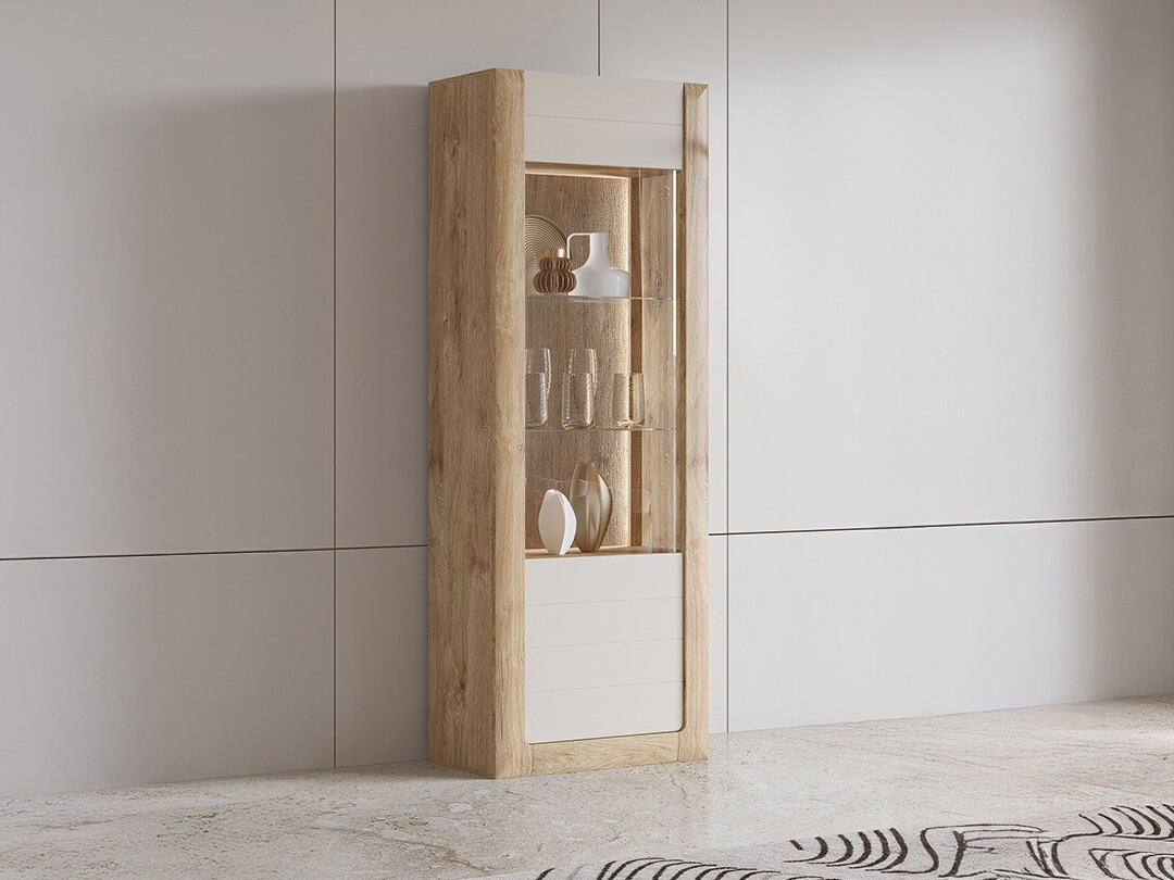 Βιβλιοθήκη Sovera 101 (Χρυσή βελανιδιά + Ανοιχτό γκρι)