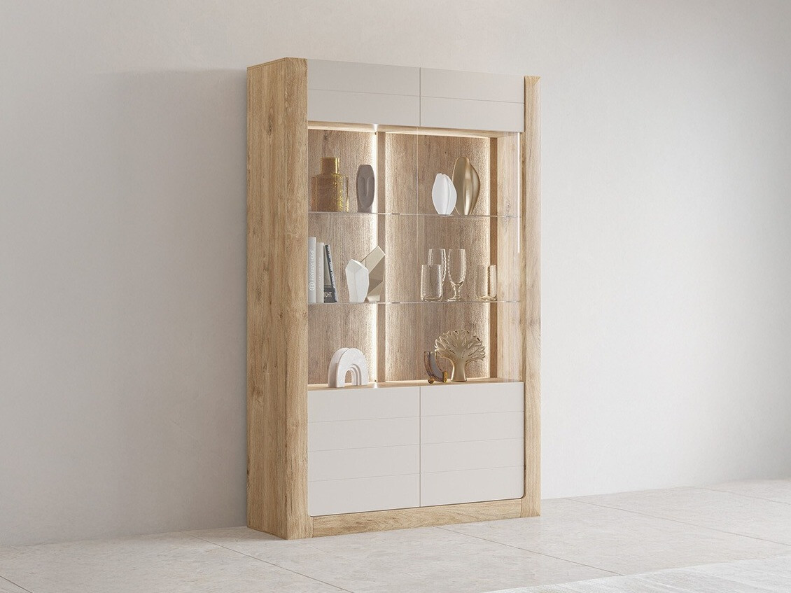 Βιβλιοθήκη Sovera 102 (Χρυσή βελανιδιά + Ανοιχτό γκρι)