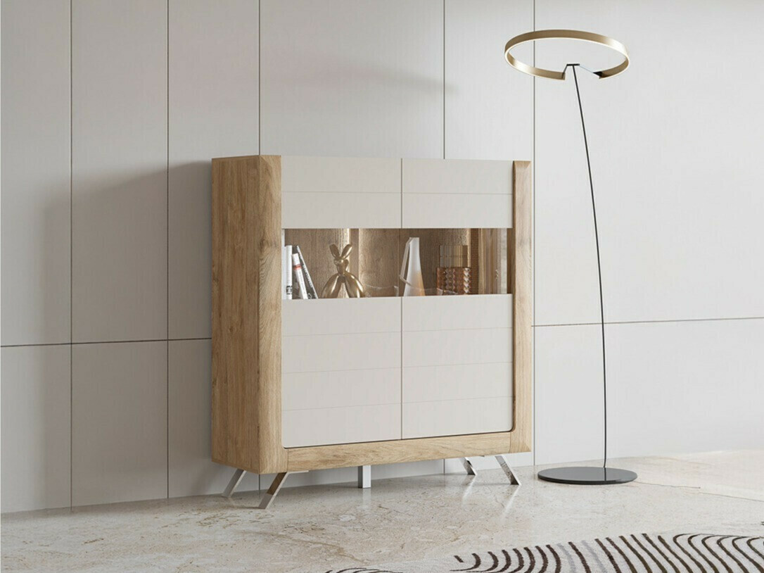 Βιβλιοθήκη Sovera 106 (Χρυσή βελανιδιά + Ανοιχτό γκρι)