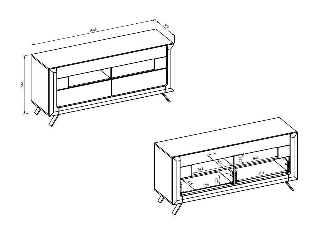 Έπιπλο τηλεόρασης Sovera 105 (Χρυσή βελανιδιά + Ανοιχτό γκρι)