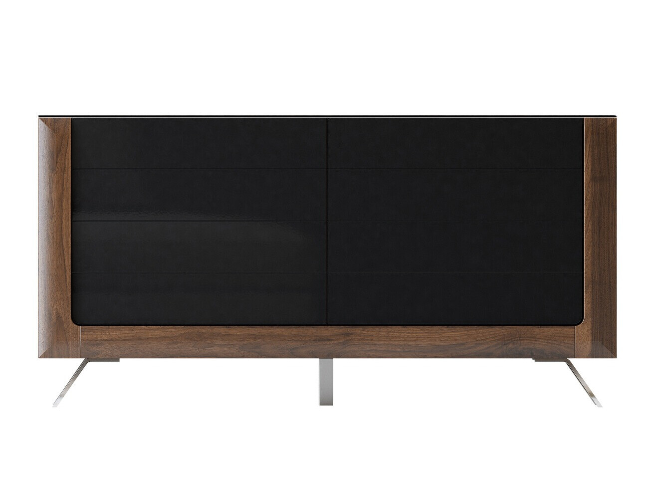 Μπουφέ Sovera 107 (Καρυδί + Γυαλιστερό μαύρο)