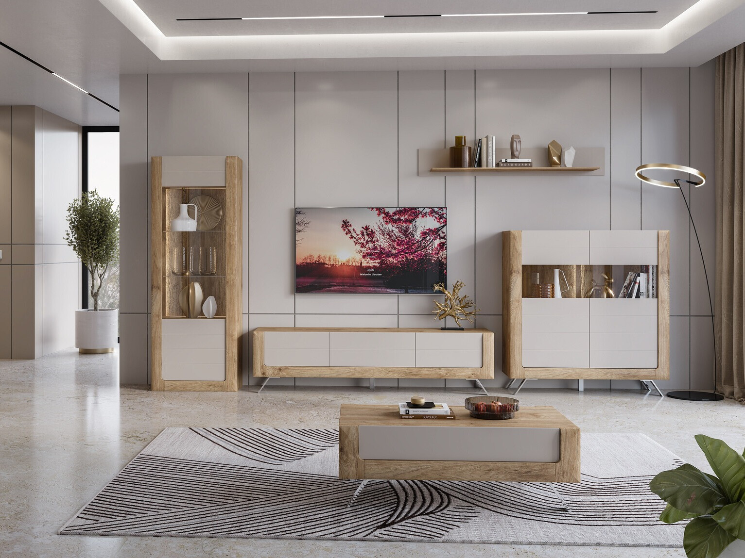 Μπουφέ Sovera 107 (Χρυσή βελανιδιά + Κασμίρι)