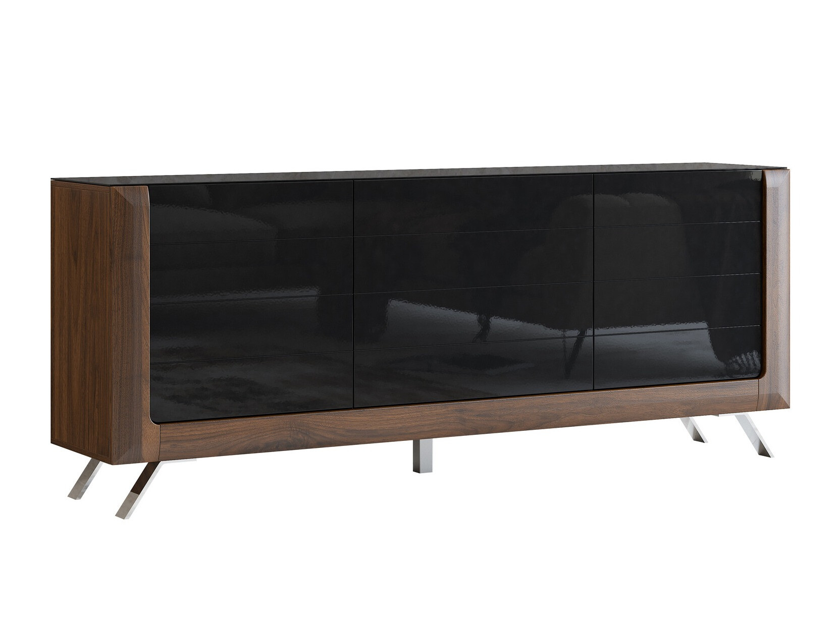 Sideboard Sovera 103 (Nut + Glossy black)