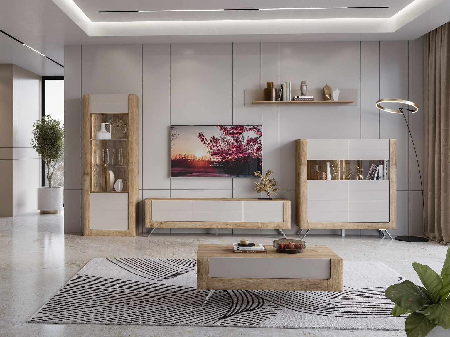 Τραπεζάκι σαλονιού Sovera 108 (Χρυσή βελανιδιά + Κασμίρι)