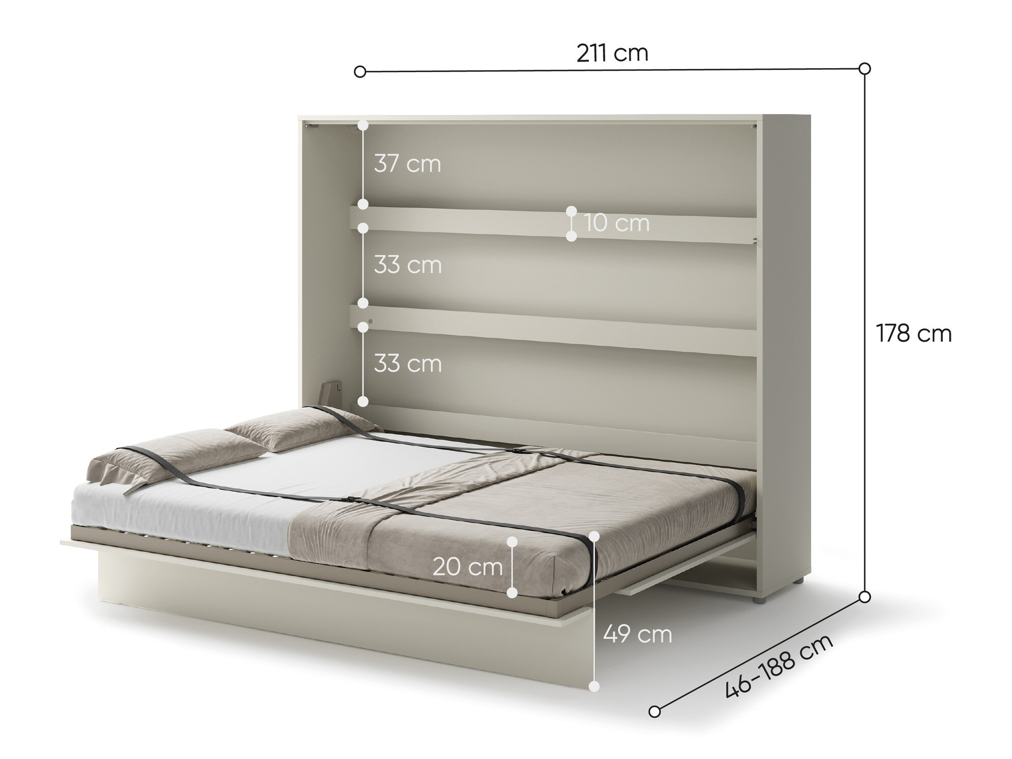 Κρεβάτι τοίχου Concept Pro Lenart Levfere 115 (Κασμίρι)