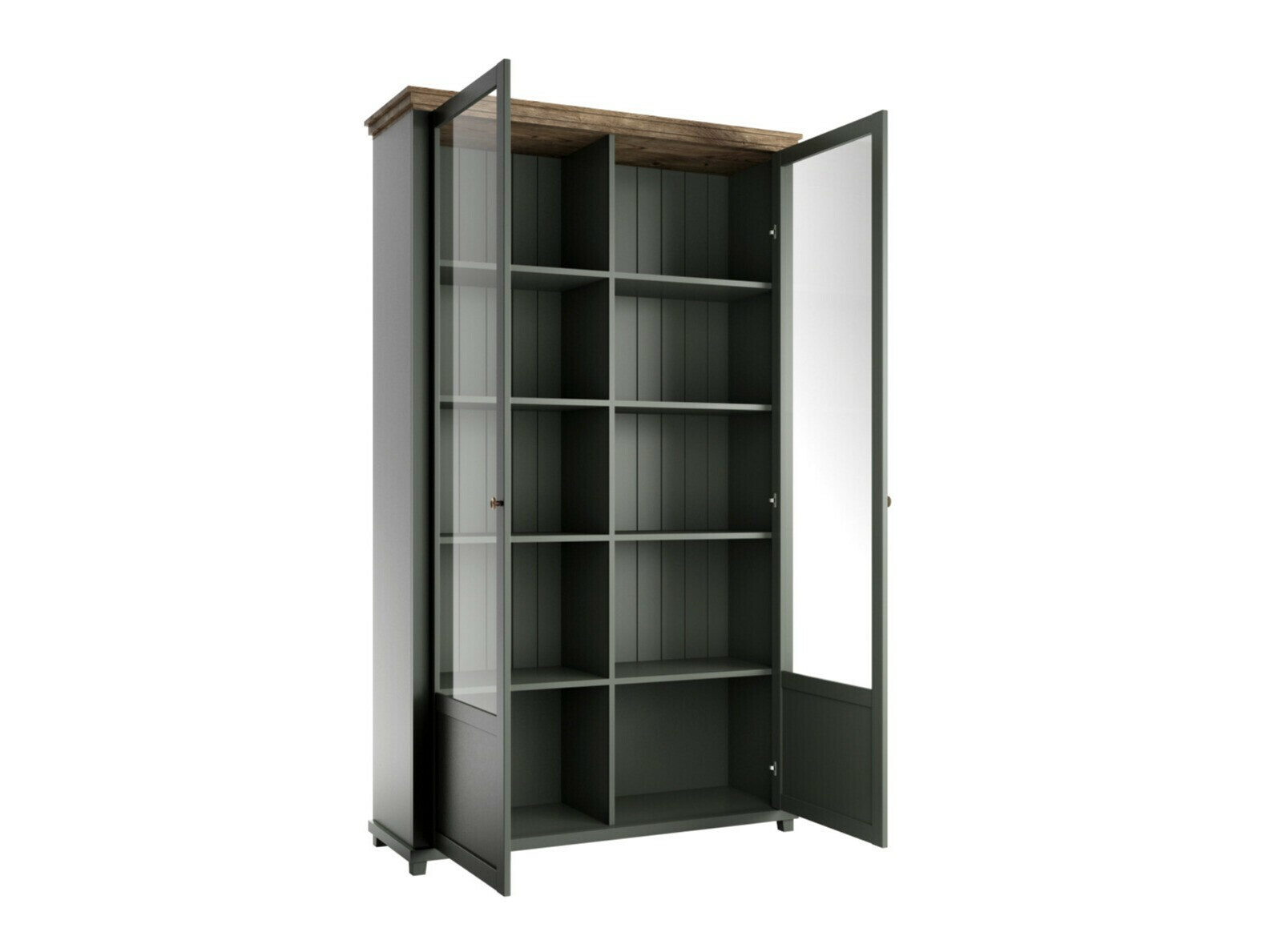 Bookcase Tolnue 102 (Dark green + Lefkas oak)