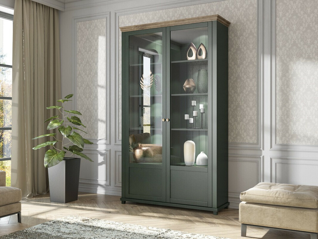 Bookcase Tolnue 102 (Dark green + Lefkas oak)
