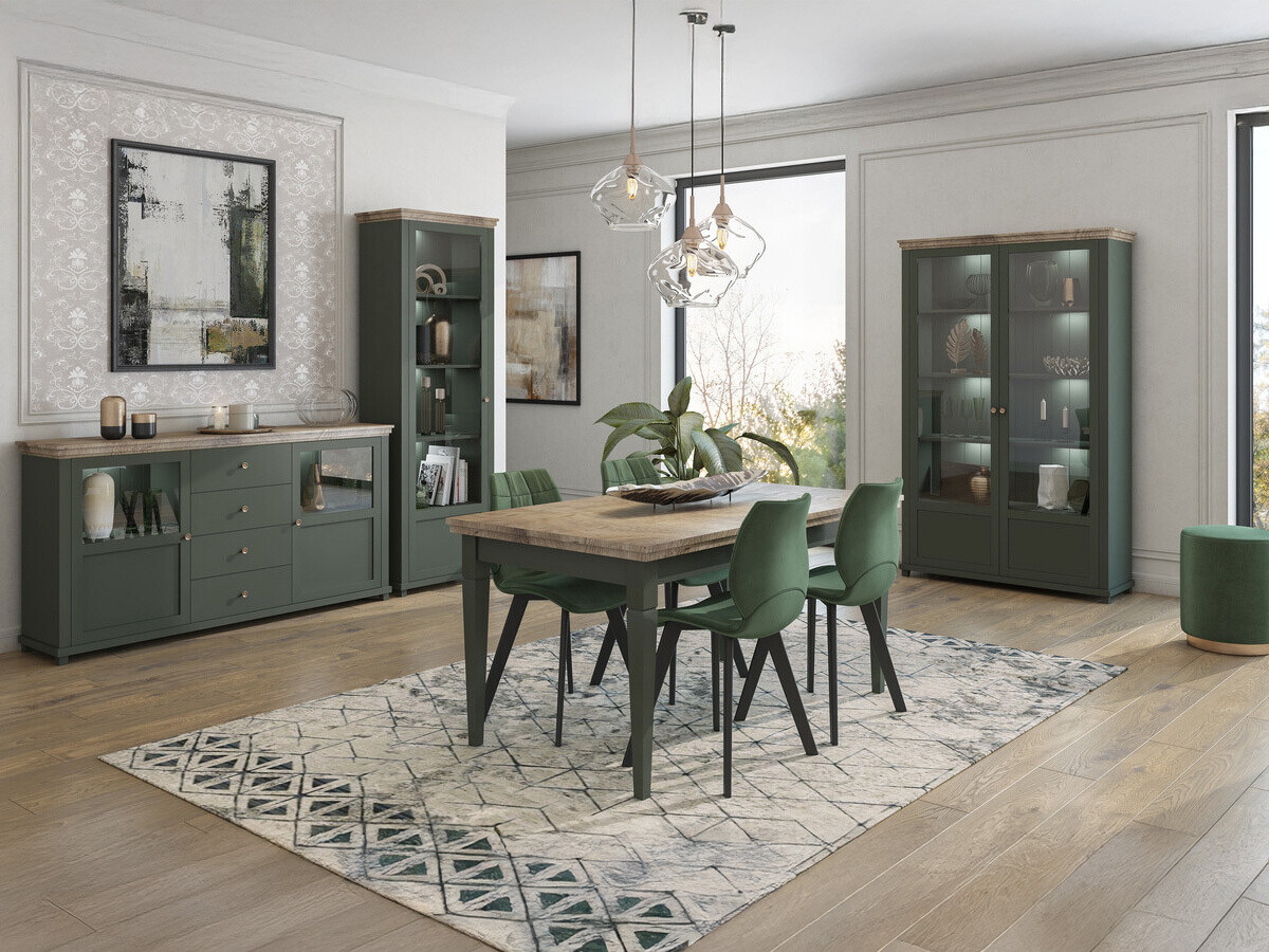 Bookcase Tolnue 102 (Dark green + Lefkas oak)
