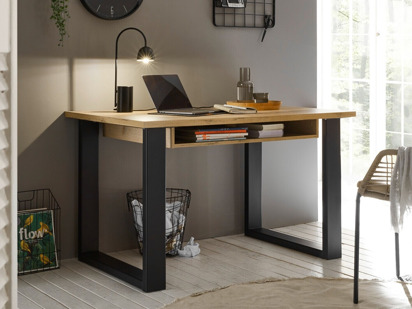 Γραφείο Cirtale 101 (Παλαιωμένο χρώμα ξύλου + Ανθρακί)