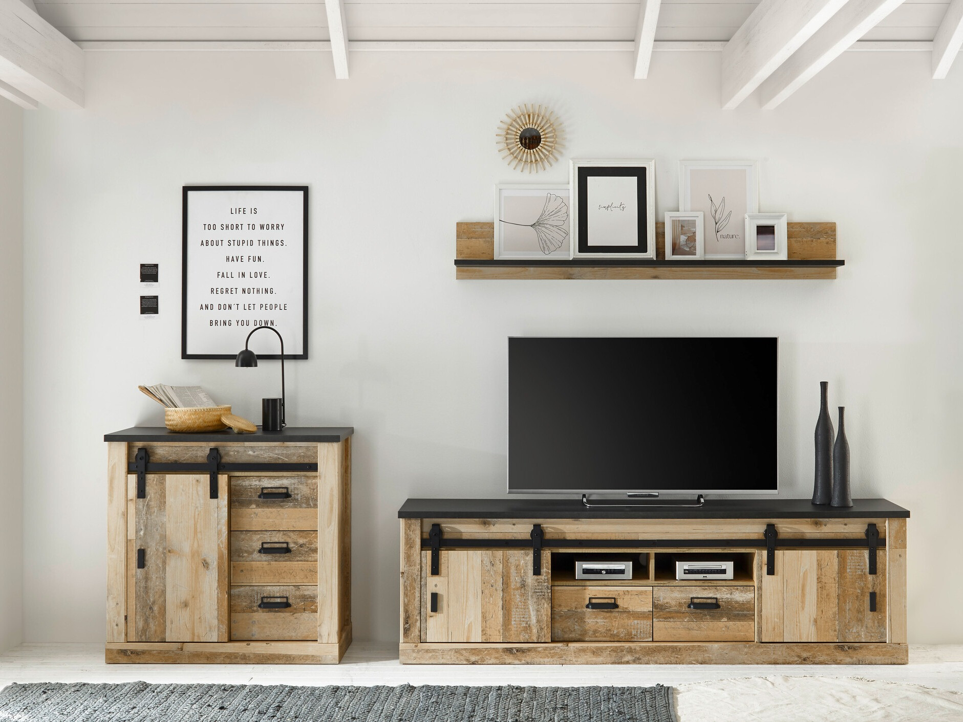 Living room set Cirtale 132 (Aged wood + Anthracite)