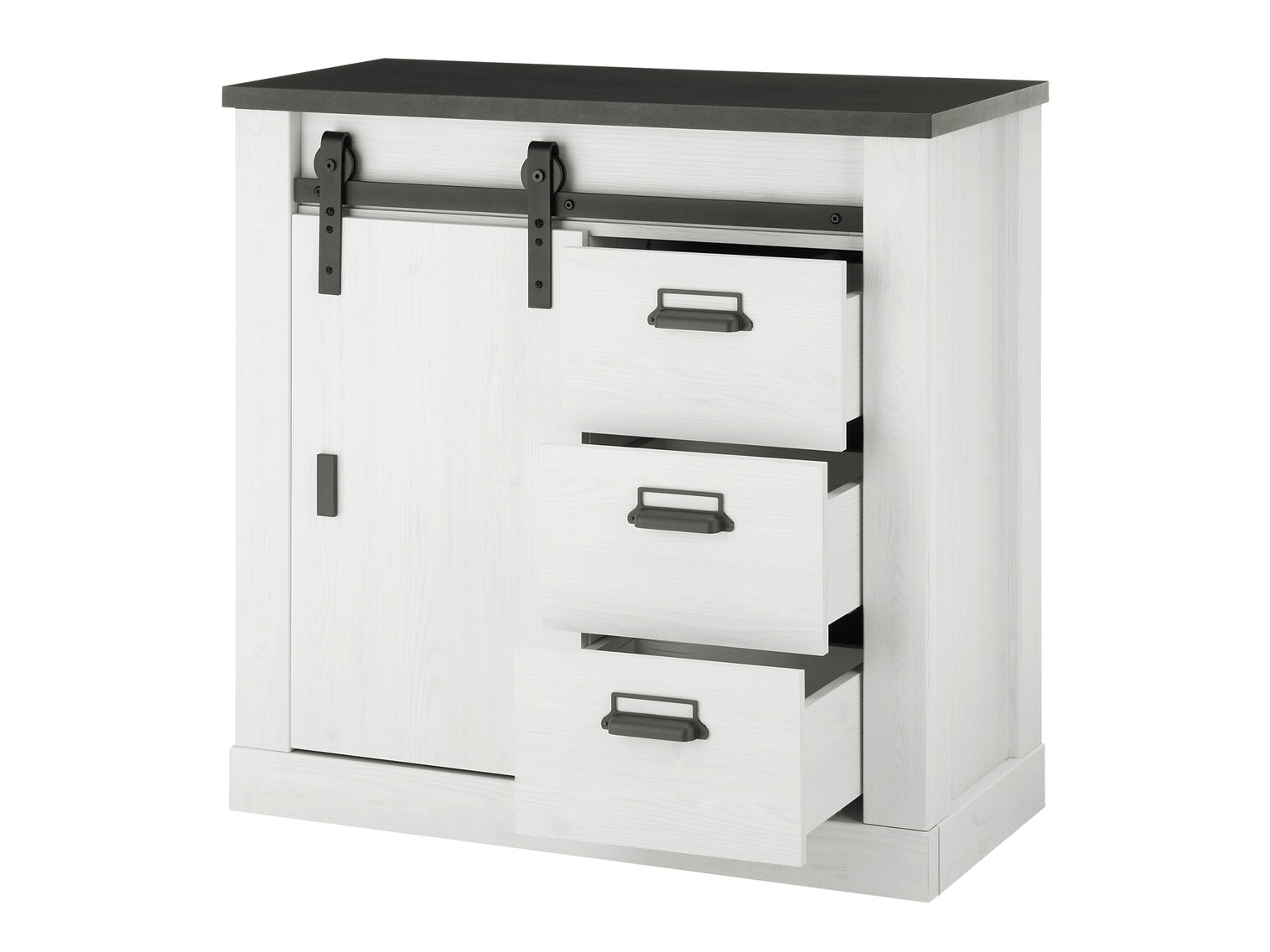 Σετ επίπλων σαλονιού Cirtale 132 (Λευκασμένο πεύκο + Ανθρακί)