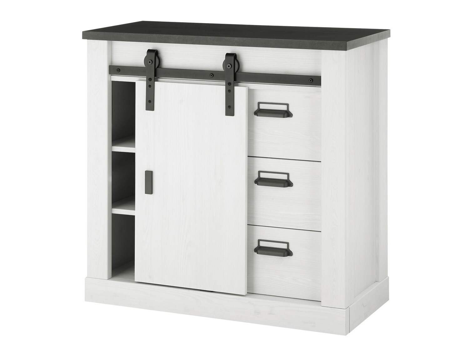 Σετ επίπλων σαλονιού Cirtale 132 (Λευκασμένο πεύκο + Ανθρακί)