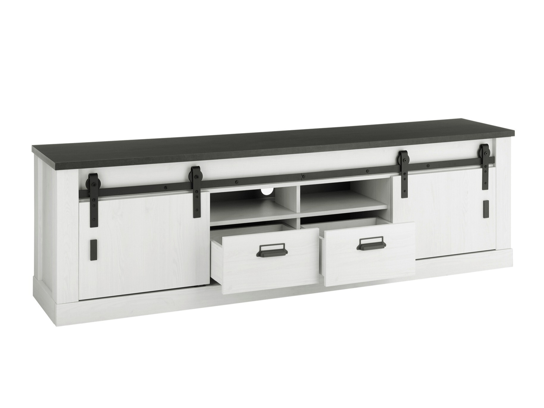 Σετ επίπλων σαλονιού Cirtale 132 (Λευκασμένο πεύκο + Ανθρακί)