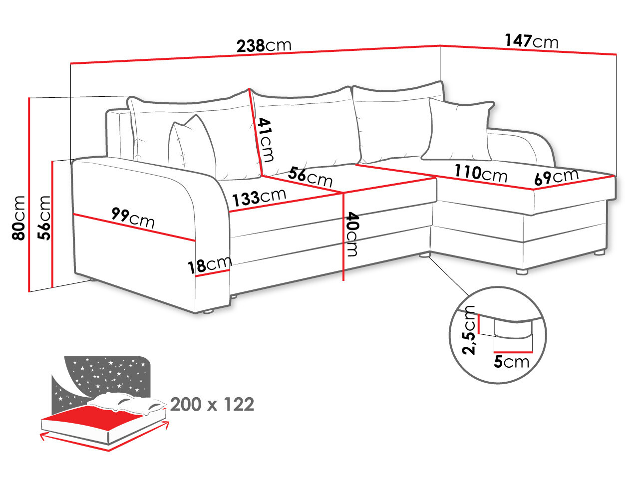 Γωνιακός Καναπές Comfivo Melissa (Mikrofaza 15 + Mikrofaza 22)