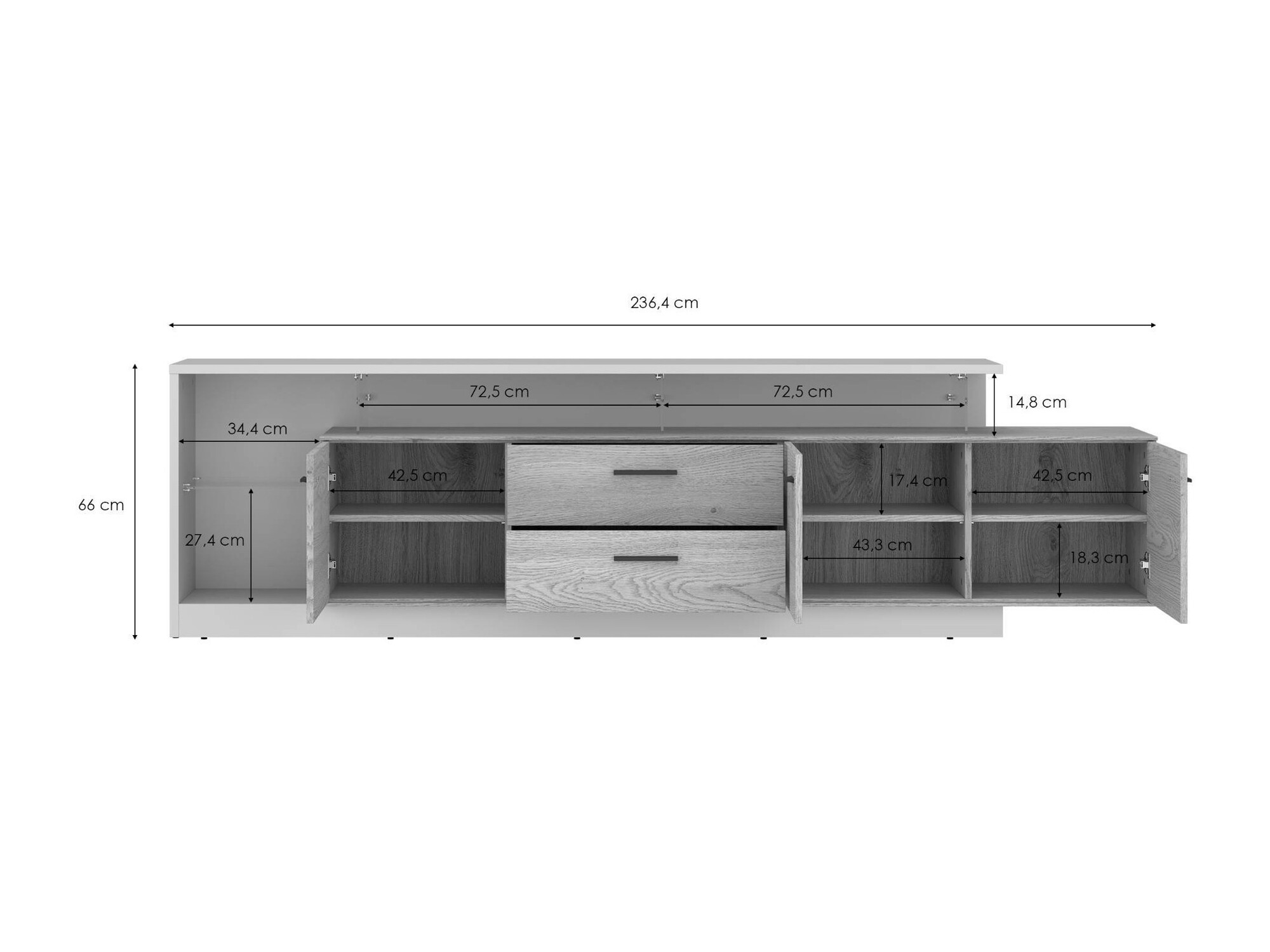 Έπιπλο τηλεόρασης Avicoro 107 (Κασμίρι + Sonoma οξιά)
